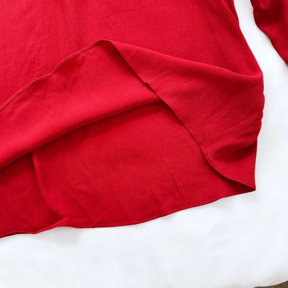 ❤️SOLD NWT Aritzia Wilfred Free Redling Red Tie Lace Neck Long Sleeve Blouse Top - Picture 10 of 13